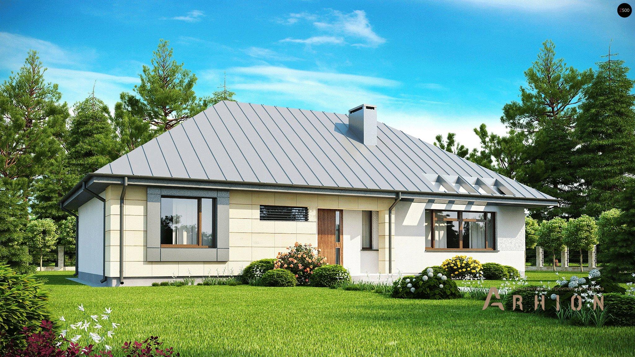 3. Проект одноэтажного дома в современном стиле с четырехскатной, Z140 v1, площадью - 124 кв c терассой